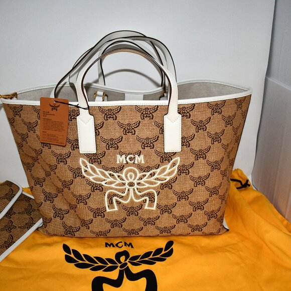 MCM Himmel OTH MEDIUM Shopper Tote in Natural #MWPFSAC021N001 NWT - Picture 8 of 13